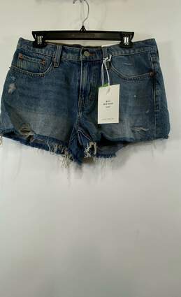 NWT Lucky Brand Womens Blue Denim Mid Rise Distressed Boyfriend Shorts Size 8