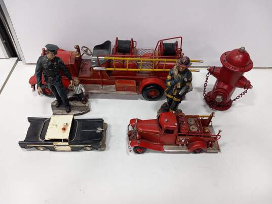 Bundle of Assorted Vintage Toy Fire Truck & Figures image number 1