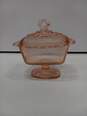 Covered Rectangular Pink Glass Candy Dish image number 1