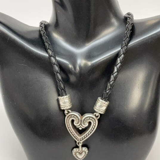 Designer Brighton Silver-Tone Double Heart Shape Classic Pendant Necklace image number 1