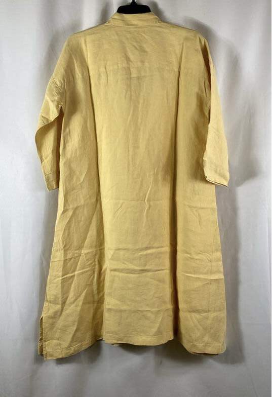 j.jill Womens Yellow 100% Linen Long Sleeves Button Up Shirt Dress Size Small image number 2