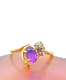 Romantic 14K Yellow Gold Amethyst & Diamond Accent Ring 1.9g