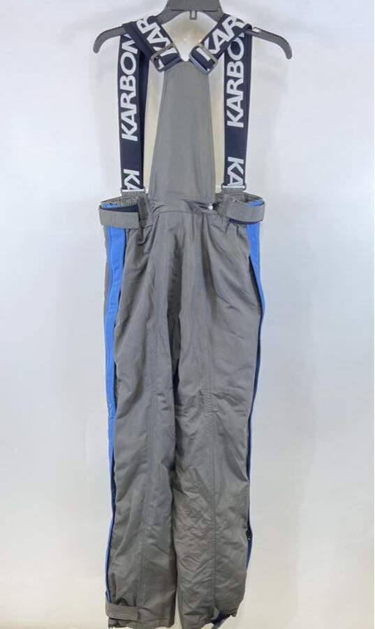 Karbon Mens Gray Insulated Adjustable Waist Straight Leg Snow Bibs Pants Size S image number 2