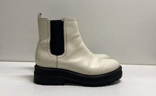Marc Fisher Padmia White Leather Lug Sole Platform Chelsea Boots Women's Size 9 image number 3
