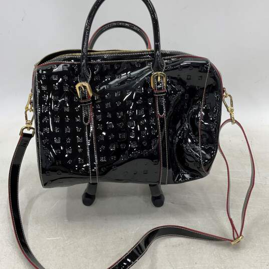 Arcadia Womens Crossbody Bag Purse Adjustable Strap Black Patent Leather image number 1