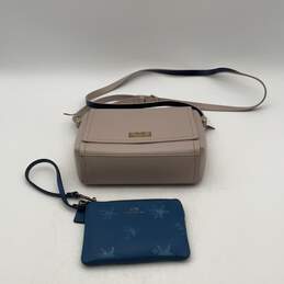 Kate Spade And Coach Womens Gray Blue Crossbody Purse With Blue Coin Purse