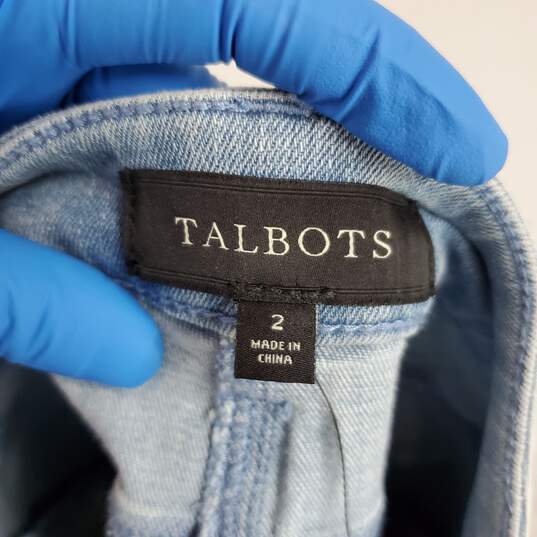 Talbots Blue Cotton Embroidered Denim Skirt WM Size 2 NWT image number 3
