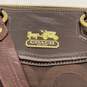 Coach Womens Brown Gold Signature Print Logo Charm Zipper Satchel Bag Purse image number 6