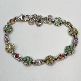 Designer Brighton Silver-Tone Multicolor Crystal Stone Link Chain Bracelet