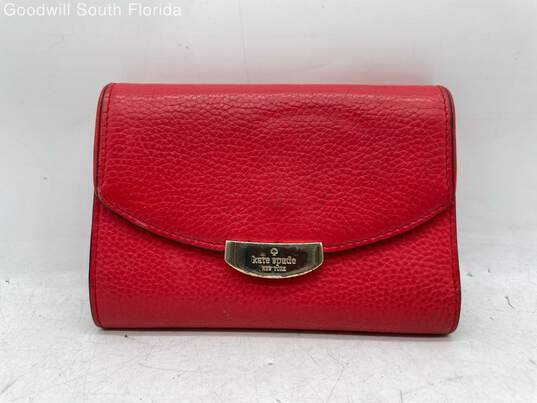Kate Spade New York Womens Red Leather Wallet image number 1
