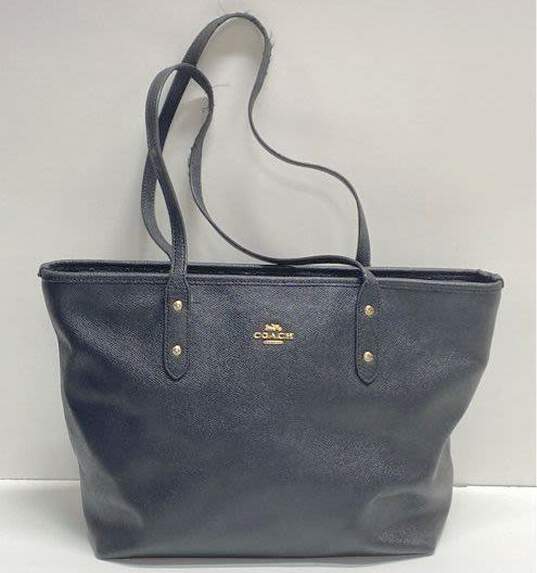 COACH F58846 Black Leather City Tote Bag image number 1