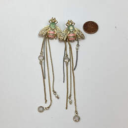 Designer Betsey Johnson Gold-Tone Rhinestone Tassel Dangle Drop Earrings alternative image