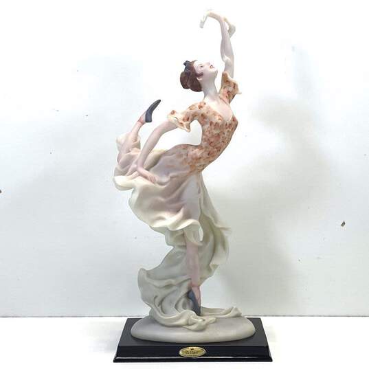 Vintage De Capoli Collection 15in Tall Porcelain Statue Red Dress Dancer image number 1