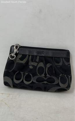 Coach Womens Black Monogram Print Top Zipper Wristlet Wallet