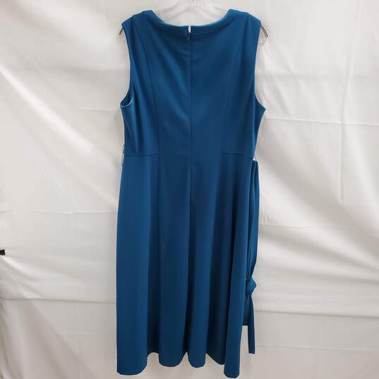 DKNY Teal Sleeveless Tie Waist Dress NWT Size 16 image number 3
