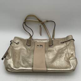 Coach Womens Shoulder Handbag Inner Zip Pocket Bag Charm Gold Leather