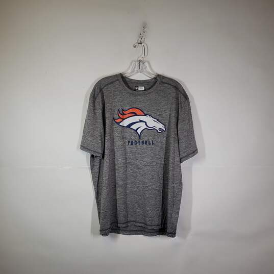 Buy the Mens Heather Denver Broncos Football NFL Pullover T-Shirt Size XL