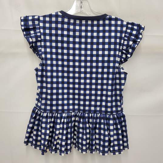 Kate Spade New York WM's Gingham Peplum Blue Checker Mini Blouse Size SM image number 2