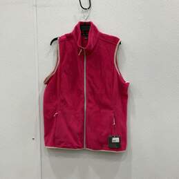 NWT Eddie Bauer Womens Pink Fleece Mock Neck Zip Up Vest Size XXL