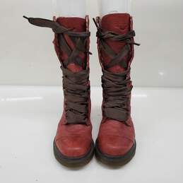 Dr. Martens Women's Triumph 1914 Red Leather Floral Lined Lace Up Boots Size 6 alternative image