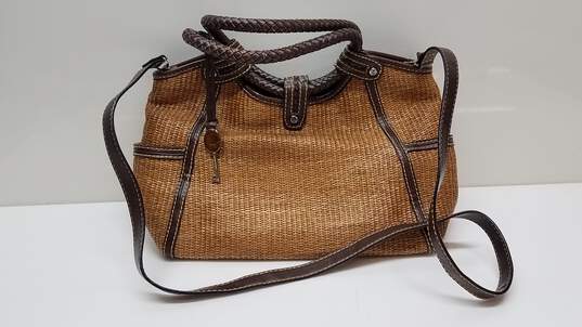 Fossil Leather & Woven Straw Crossbody Bag image number 1