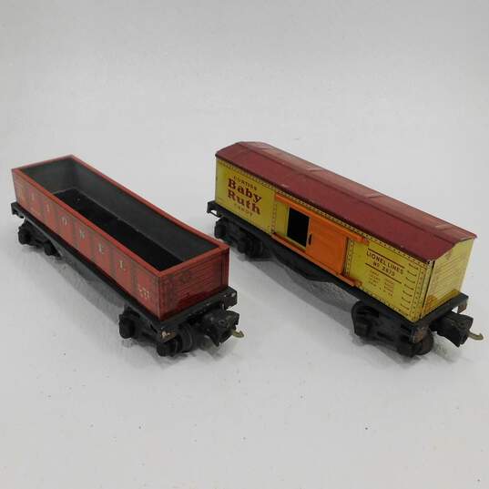 Vintage Pre War Lionel Tin Toy Train Cars Gondola Baby Ruth Candy Caboose Tender image number 5