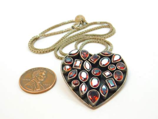 Nicky Butler Sterling Silver Multi Stone Garnet Heart Pendant Necklace 16.8g image number 7