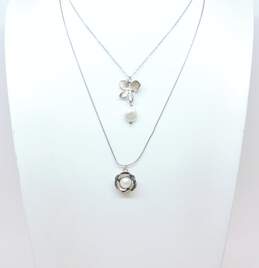 Israel & Artisan 925 White Pearl Rose & Flower Pendant Necklaces & Mother of Pearl Granulated Pointed & Angels Among Us Band Rings 13g alternative image