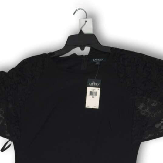 NWT Lauren Ralph Lauren Womens Shift Dress Lace Knee Length Black Size 16 image number 6