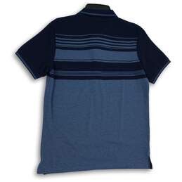 NWT Celsius Mens Navy Blue Striped Spread Collar Short Sleeve Polo Shirt Size M alternative image