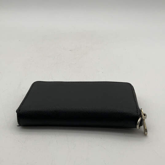 Womens Black Leather Card Holder Inner Divider Classic Zip Around Wallet image number 3