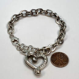 Designer Brighton Silver-Tone Chain Crystal Cut Stone Heart Charm Bracelet alternative image