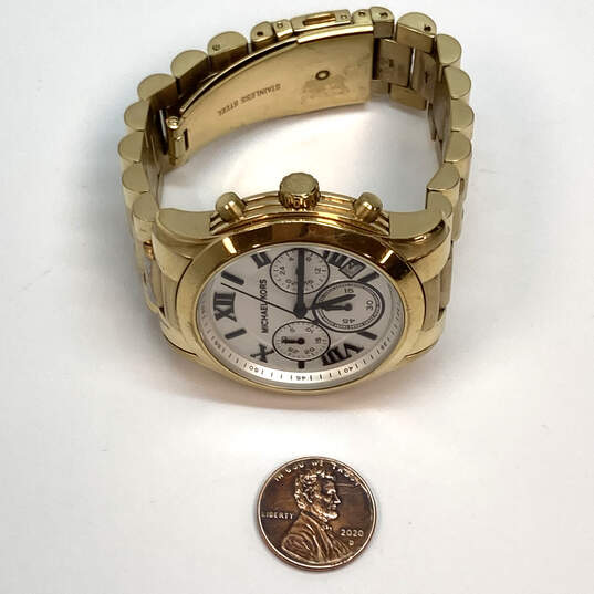 Designer Michael Kors Cooper MK-5916 Gold-Tone Round Dial Analog Wristwatch image number 2