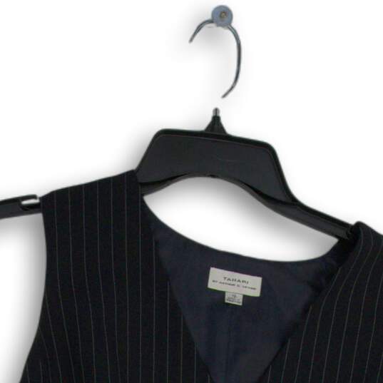 Tahari Womens Black Striped Sleeveless Button Front Suit Vest Size 12 image number 3
