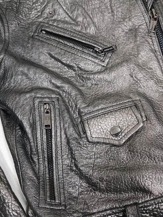 Michael Kors Women's Metallic Leather Moto Jacket Size M image number 4