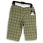 NWT Womens Green Plaid Flat Front Slash Pocket Stretch Capri Pants Size 8 image number 1