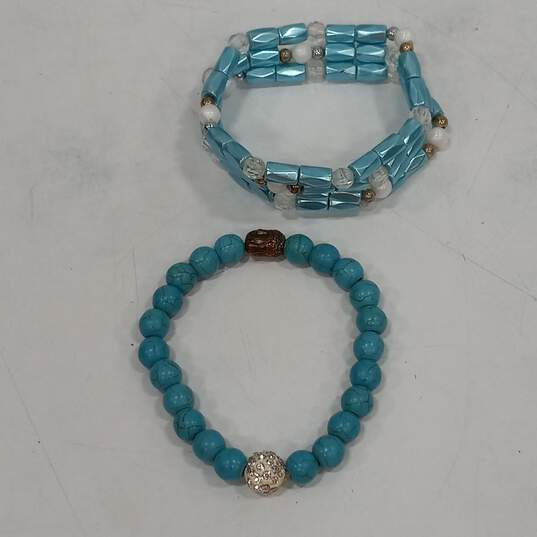 Bundle of Assorted Blue Gemstones & Gold Tone Fashion Costume Jewelry image number 4