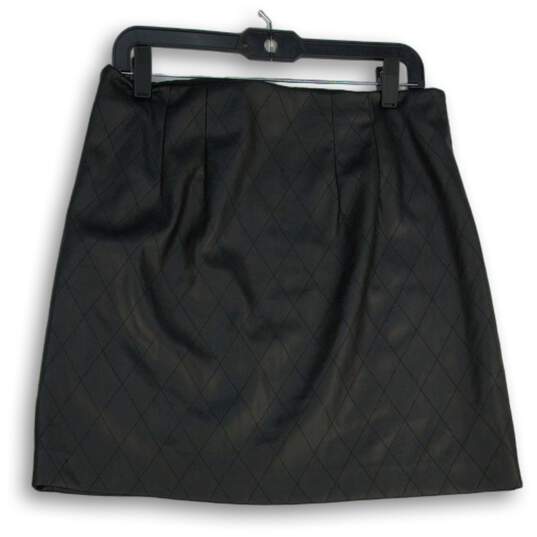 Loft Womens Black Diamond Flat Front Side Zip Short A-Line Skirt Size 8 image number 2