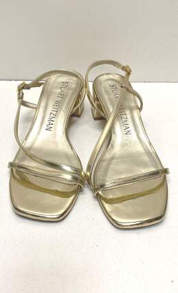 Stuart Weitzman Patent Leather Strappy Block Sandals Gold 10