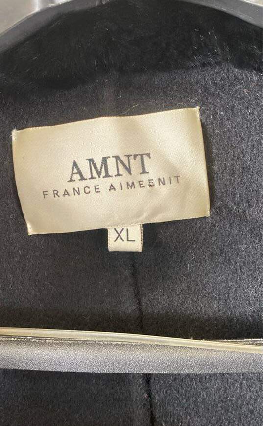 Amnt Womens Black Fur Long Sleeve Belted Waist Jacket Size X-Large image number 4