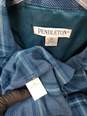 VTG Wm Pendleton 100% Virgin Wool Teal Plaid Belted Button Down Jacket Coat Sz M image number 3