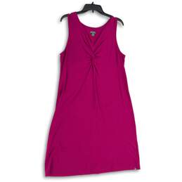Eddie Bauer Womens Purple V-Neck Twisted Front Sleeveless A-Line Dress Size L