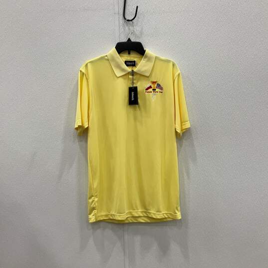 NWT Ashworth Mens Yellow Spread Collar Short Sleeve Pullover Polo Shirt Size L image number 1