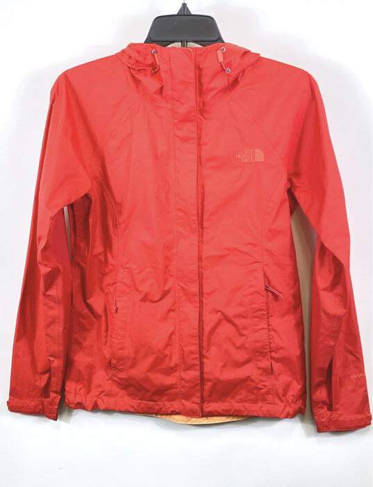 The North Face Womens Red Long Sleeve Full Zip Hooded Windbreaker Jacket Size XS image number 1