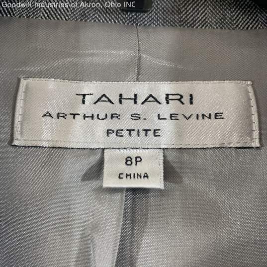 Gently Loved Tahari Arthur S. Levine Grey Herringbone Women's Pantsuit , Sz. 8P image number 3