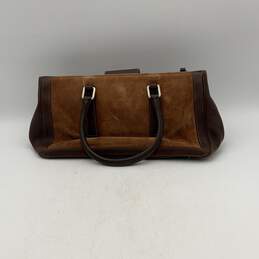 Coach Womens Brown Tan Leather Double Handle Zipper Pocket Tote Handbag alternative image