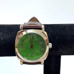 Designer Joan Rivers Classics Brown Leather Strap Green Dial Quartz Wristwatch