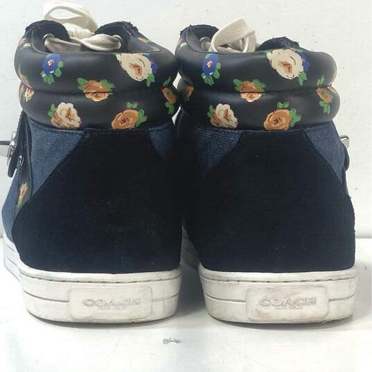 Coach Women's Pembroke Navy Floral Hightop Shoes Sz. 11B image number 4