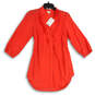 NWT Womens Coral Ruffle Pleated 3/4 Sleeve Button Front Tunic Top Size 6 image number 1