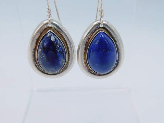 Artisan Sterling Silver Glass Lapis Earrings Variety 26.8g image number 2